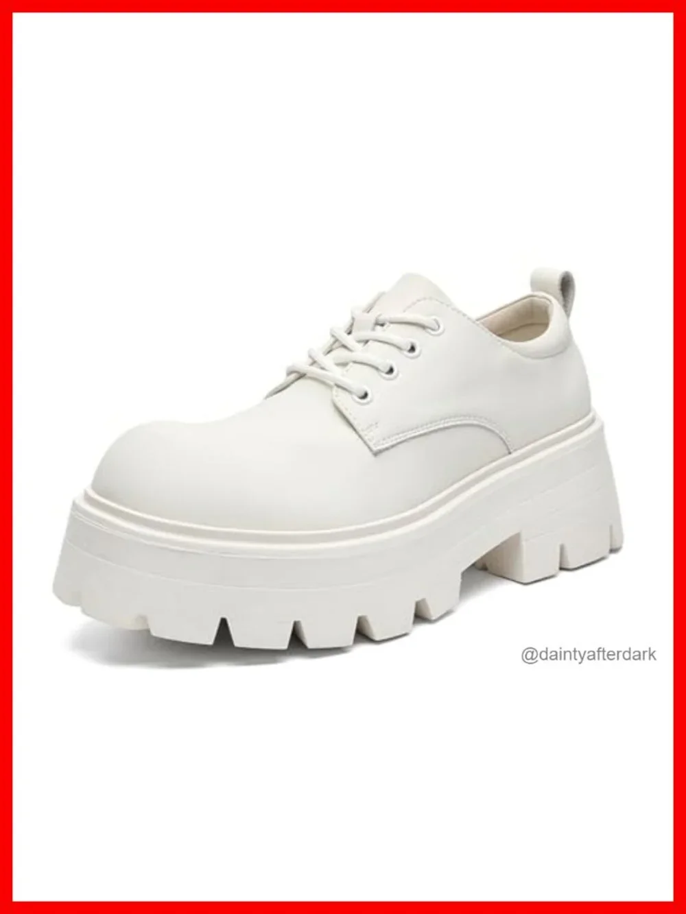 Men's Faux Leather Platform Oxfords Round Toe Lace Up Dress Shoes Non-Slip Lug